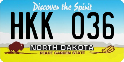 ND license plate HKK036