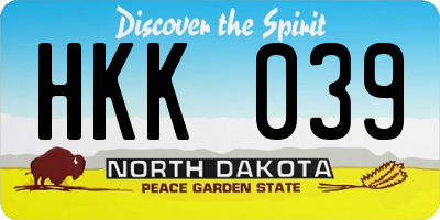 ND license plate HKK039