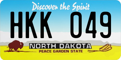 ND license plate HKK049