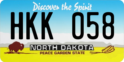 ND license plate HKK058