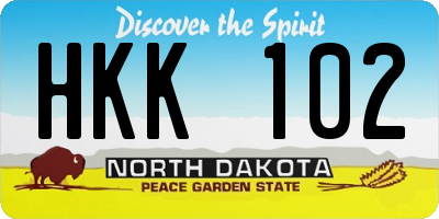 ND license plate HKK102