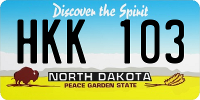 ND license plate HKK103