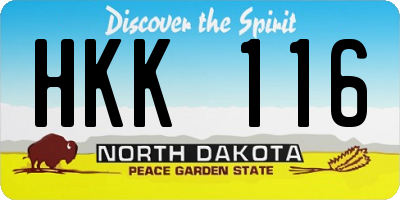 ND license plate HKK116