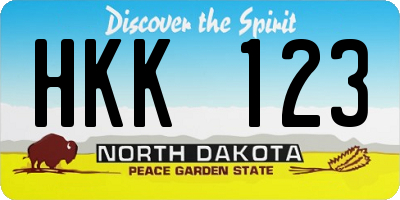 ND license plate HKK123