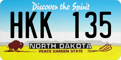 ND license plate HKK135