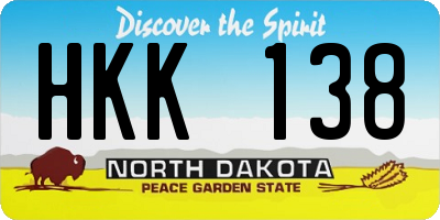 ND license plate HKK138