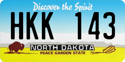 ND license plate HKK143