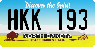 ND license plate HKK193