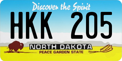 ND license plate HKK205