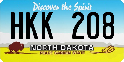 ND license plate HKK208