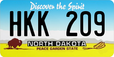 ND license plate HKK209