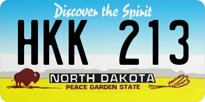 ND license plate HKK213