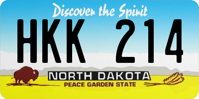 ND license plate HKK214