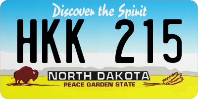 ND license plate HKK215