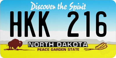 ND license plate HKK216