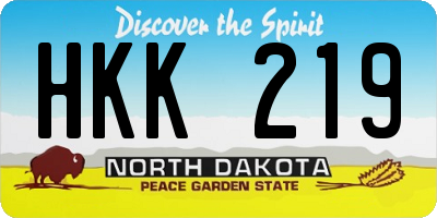 ND license plate HKK219