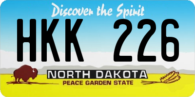 ND license plate HKK226