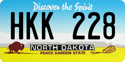 ND license plate HKK228