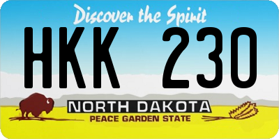 ND license plate HKK230