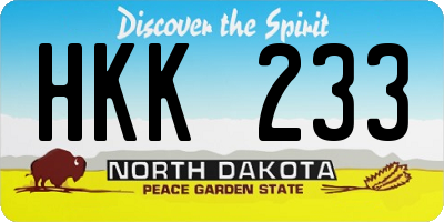 ND license plate HKK233