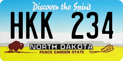 ND license plate HKK234