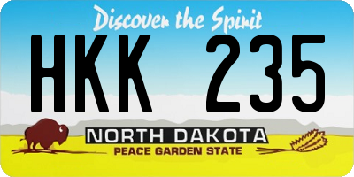 ND license plate HKK235