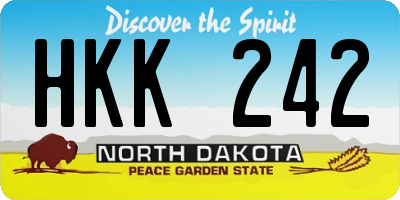 ND license plate HKK242