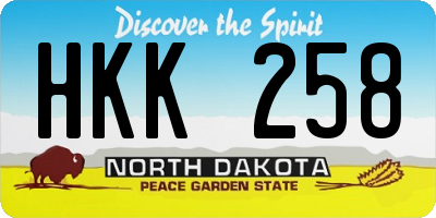 ND license plate HKK258