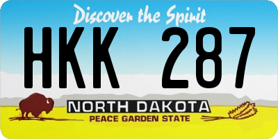 ND license plate HKK287