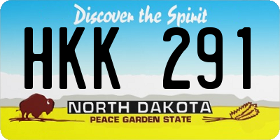 ND license plate HKK291