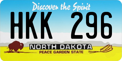 ND license plate HKK296