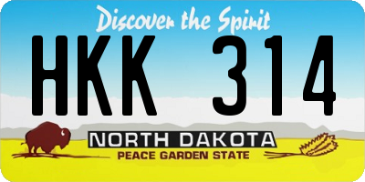 ND license plate HKK314