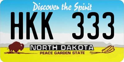 ND license plate HKK333