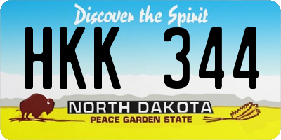 ND license plate HKK344