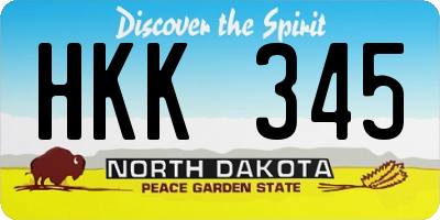 ND license plate HKK345