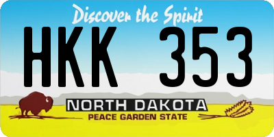 ND license plate HKK353