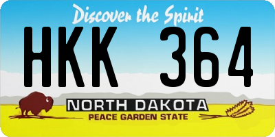 ND license plate HKK364