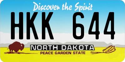 ND license plate HKK644