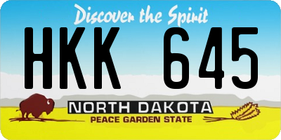 ND license plate HKK645