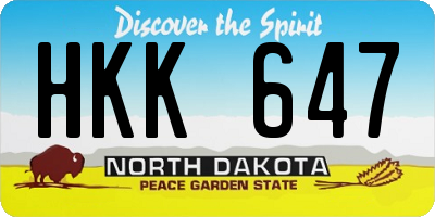 ND license plate HKK647