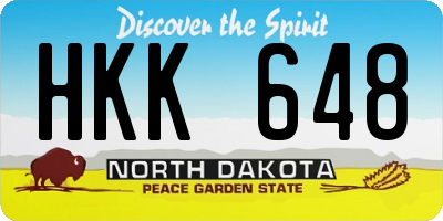 ND license plate HKK648