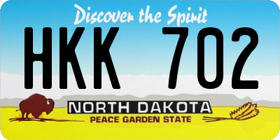 ND license plate HKK702