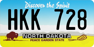 ND license plate HKK728