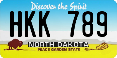 ND license plate HKK789