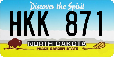 ND license plate HKK871
