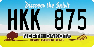 ND license plate HKK875