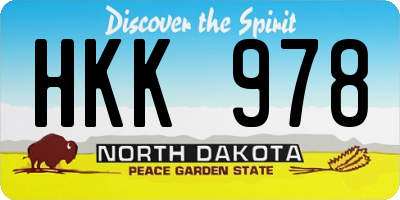 ND license plate HKK978