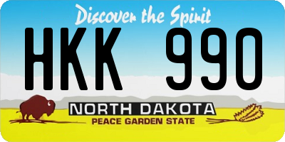 ND license plate HKK990