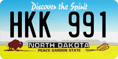 ND license plate HKK991