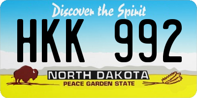 ND license plate HKK992